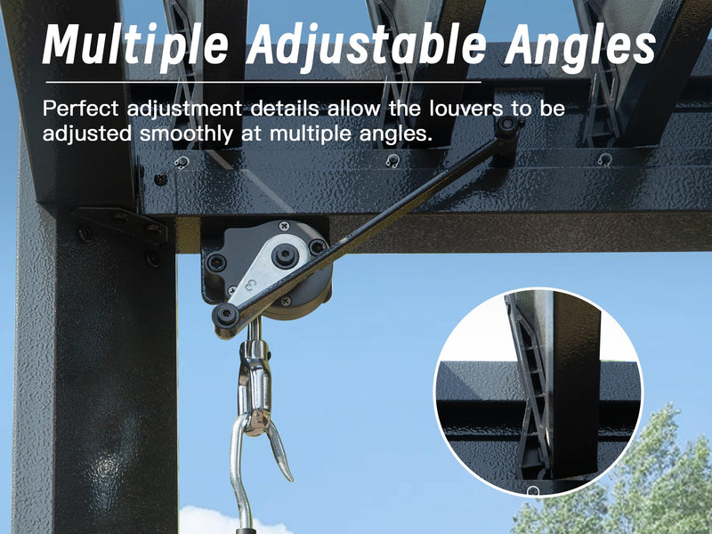 Domi 10' x 16' Louvered Pergola Outdoor Aluminum Pergola with Adjustable Roof, Aluminum Frame, Efficient Drainage System for Patio, Deck, Garden (Gray)