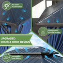 12' x 16' Hardtop Gazebo,Outdoor Galvanized Steel Metal Double Roof Gazebo with Curtains and Netting for Patios, Gardens, Lawns,Navy Blue