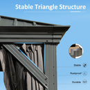 Domi 12' X 14' Hardtop Gazebo, Upgraded Metal Gazebo with Drainage System, Dual-Layer Galvanized Steel Roof, Curtain and Netting, Outdoor Shelter Canopy for Patio, Garden, and Backyard, Grey