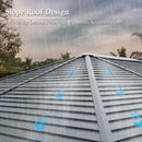 Domi 12x14FT Outdoor Sunroom, Galvanized Steel Hardtop Enclose Gazebo Sloping Roof, All Weather Aluminum Solarium Screen House for Patio Deck Backyard with Lockable Door, Moveable PVC Screen