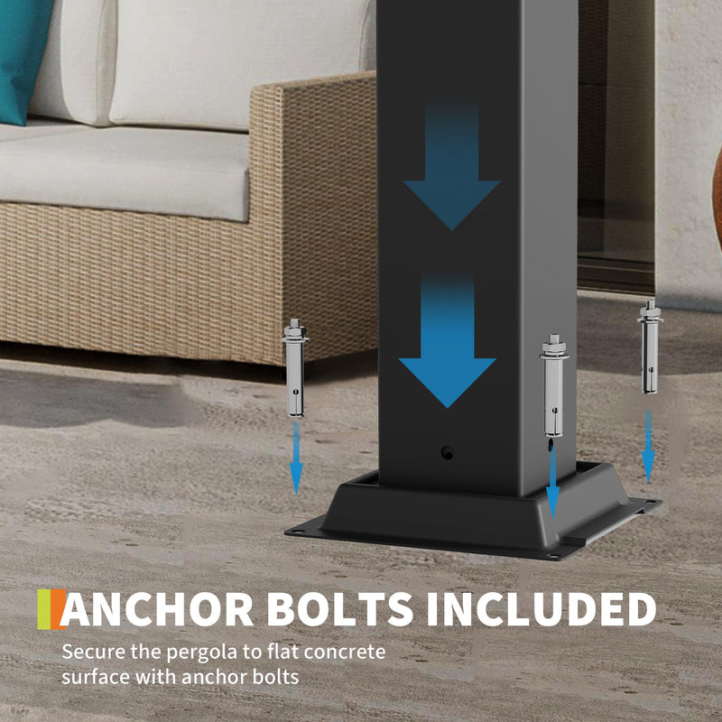 10X20 FT Pergola with Independent Adjustable Rainproof Roof, Outdoor Aluminum Louvered Pergola with Adjustable Top for Deck Garden Backyard