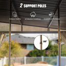 Domi 12' x 20' Lean to Gazebo with Aluminum Frame, Wall Mounted Gazebo Hardtop Galvanized Steel Sloping Roof with Curtains and Netting for Patio Deck Backyard Lawn Party…