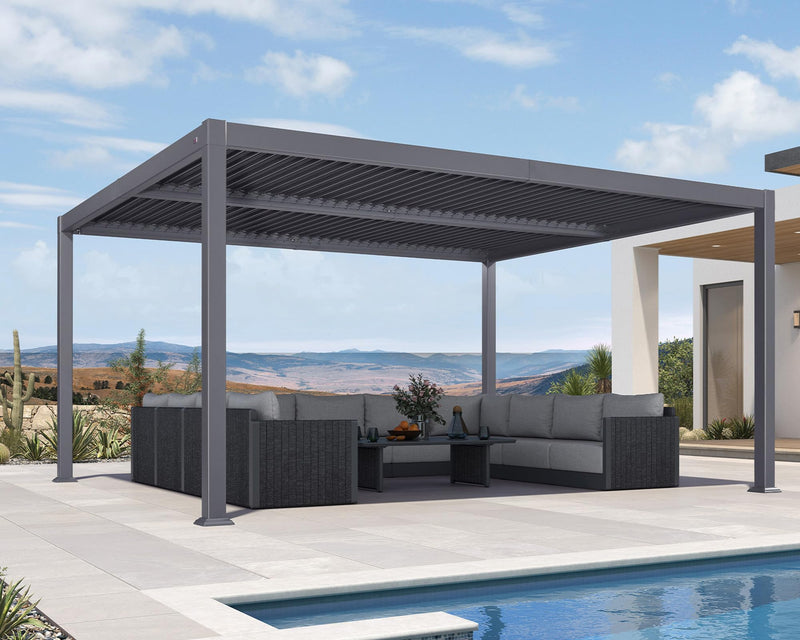 PURPLE LEAF Louvered Pergola 13' x 15' Large Patio Aluminum Pergola Modern Outdoor with Adjustable Roof for Deck Garden Yard Hardtop Gazebo