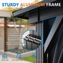 HOTEEL 10x15 Hardtop Gazebo with Heavy Duty Galvanized Steel Double Roof, Aluminum Frame, Flame-Resistant Curtains and Netting, Outdoor Permanent Pavillon for Backyard, Black