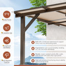 Oakcloud 10' x 14' Outdoor Wall Mounted Gazebo, Patio Lean to Gazebo Pergola with Sloped Roof, Large Heavy Duty Awning for Patio, Backyard, Deck