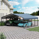 EROMMY 20x20FT Stable Metal Carport, All-Weather Heavy-Duty Carports with Strong Base, Sturdy Car Shed with Galvanized Steel Roof and Frame, Easy Assembly Car Port for 2 Cars, Tractors, Boat, Gray