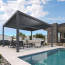 PURPLE LEAF LED Louvered Pergola 11'x 14' Full Aluminum Frame and Adjustable Roof Integrated Strip Lights for Outdoor Deck Garden Patio Gray Hardtop Gazebo Pergola