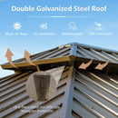 Domi 10' X 12' Hardtop Gazebo, Upgraded Metal Gazebo with Drainage System, Dual-Layer Galvanized Steel Roof, Curtain and Netting, Outdoor Shelter Canopy for Patio, Garden, and Backyard, Brown