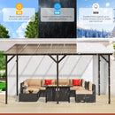 Oakcloud 10' x 14' Outdoor Wall Mounted Gazebo, Patio Lean to Gazebo Pergola with Sloped Roof, Large Heavy Duty Awning for Patio, Backyard, Deck