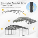 VEIKOU 20'x20' Carport, Heavy Duty Metal Carport with Alloy Steel Roof, Car Port Shelter with Innovative Assembly Structure Metal Car Port Kits for Car, Boat, Truck