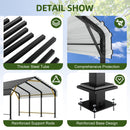 JAMFLY 12X20 FT Metal Carport, Heavy Duty Carport Canopy with Galvanized Steel Roof and Frame, Metal Car Garage Upgraded Extra Large Garage for Pickup, Boat, Car and Tractors (12 * 20 FT)