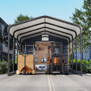 EROMMY 10x25 FT Carport Storage Shed 2-in-1, Heavy Duty Car Port with Galvanized Metal Frame, Base-Reinforced Enclosed Storage Shelter, Extended Coverage for Trucks, Cars & All Vehicles, Gray