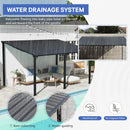 SUNSITT 10'x 14' Gazebo, Outdoor Lean to Gazebo Pergola w/Drainage Holes, Wall-Mounted Gazebo with Hard Top Metal Awnings for Patio Backyard Deck, Dark Grey