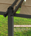 KYBOLT 12x20 Ft Modern Aluminum Pergola, Outdoor Pergola with Adjustable Canopy, Stable 4-Sided Base, Aluminum Gazebos for Backyard, Deck, Lawn - Khaki