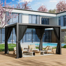 10'×13' Outdoor Louvered Pergola, Aluminum Outdoor Louvered Pergola Patio with Adjustable Roof for Outdoor Deck, Backyard, Garden (10X13FT)
