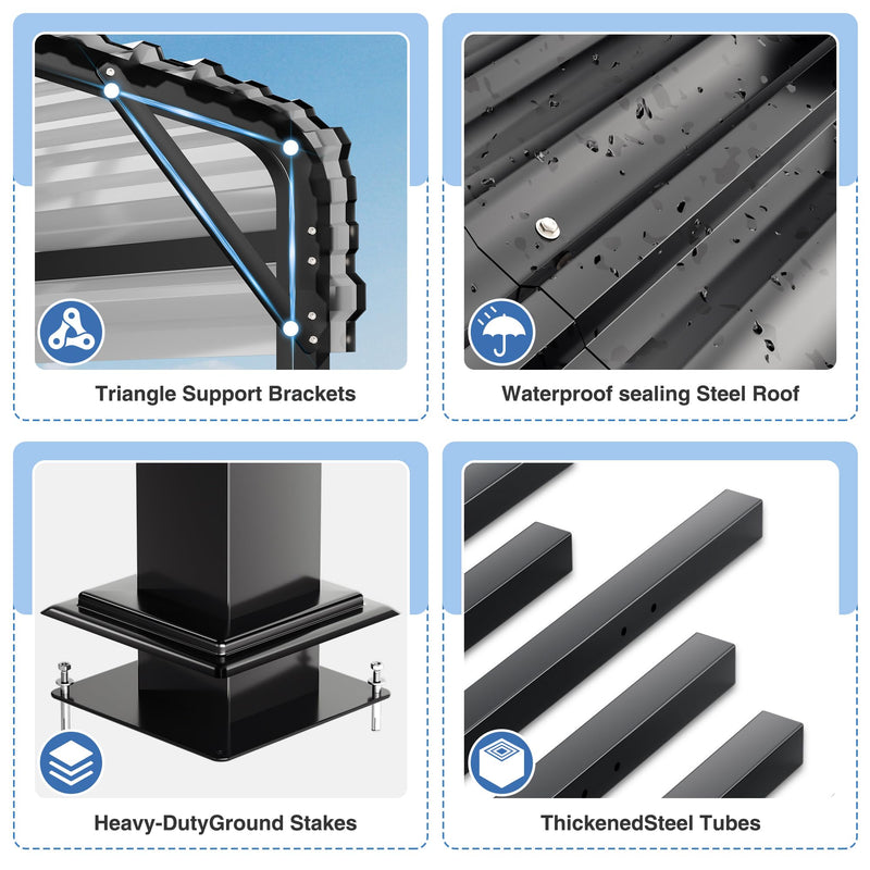 AirWire 20x40 FT Metal Carport Canopy Heavy Duty with Reinforced Base and Galvanized Steel Roof & Frame, Garage Shelter for Cars, Boats and Trucks