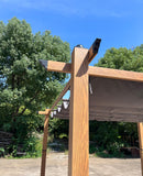 GarveeLife 10x13 Ft Outdoor Pergola with Retractable Canopy Upgraded Outdoor Aluminium Pergola, Faux Wood Grain Metal Patio Gazebo for Modern Backyard Deck for Porch, Awning, Grape Trellis, Khaki
