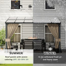 ASJMR 10x12FT Gazebo, Hardtop Wall Mounted Gazebo with Sloping Sun Panel Roof, Awnings for Patio with Metal Frame, Double Curtains for Garden, Lawn, Backyard Deck, Sand