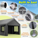 Velway Carport 12x20ft Heavy-Duty Canopy - Portable Garage Metal Carport Featuring Galvanized Frame Waterproof & UV-Protected Tarp with Removable Sidewalls & Doors for Car, Truck, Boat