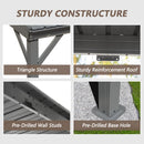 Domi 8' x10' Lean to Gazebo with Upgraded Drainage System, Wall Mounted Gazebo Hardtop Galvanized Steel Sloping Roof for Patio Deck Backyard Lawn Party（Gray）