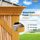 YOLENY 14'x24' Gazebo, Wooden Finish Coated Aluminum Frame Pergola with Double Galvanized Steel Hardtop Roof, Outdoor Permanent Metal Pavilion with Curtains and Nettings for Patio, Backyard and Deck