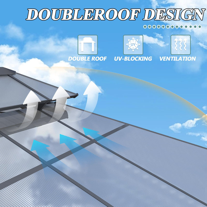 Howsvn 10'x10' Hardtop Gazebo, Upgrade Outdoor Polycarbonate Gazebos with Netting and Curtains, Heavy Duty Metal Pavilion for Patio, Backyard, Deck and Lawn