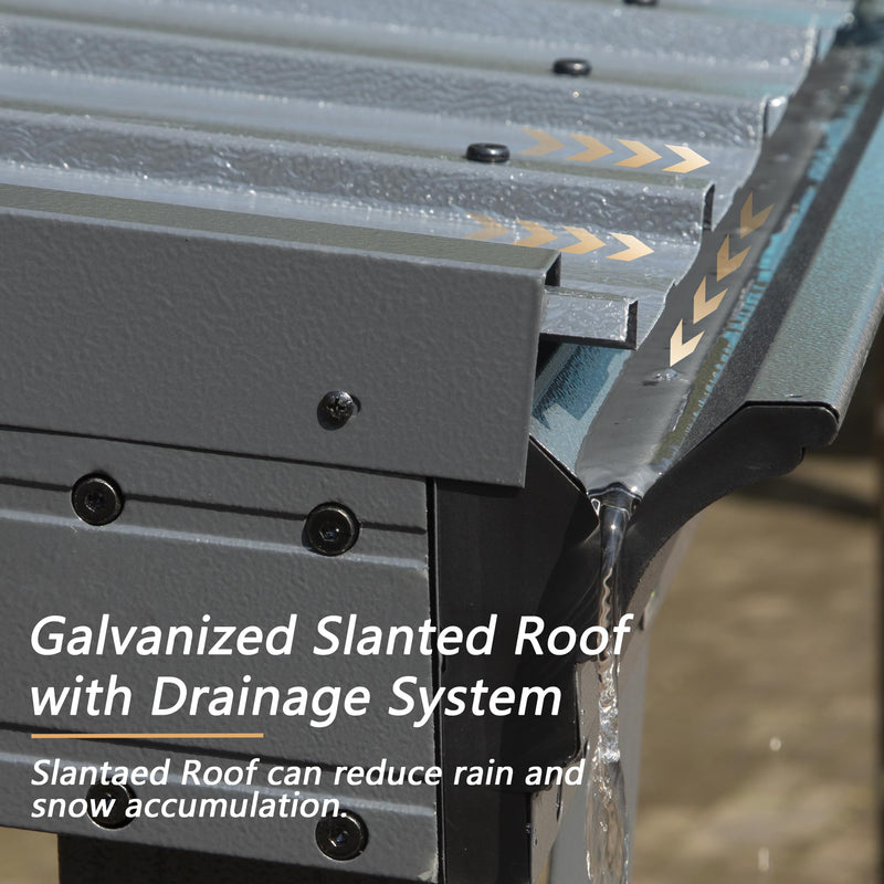 Domi 8' x10' Lean to Gazebo with Upgraded Drainage System, Wall Mounted Gazebo Hardtop Galvanized Steel Sloping Roof for Patio Deck Backyard Lawn Party（Gray）