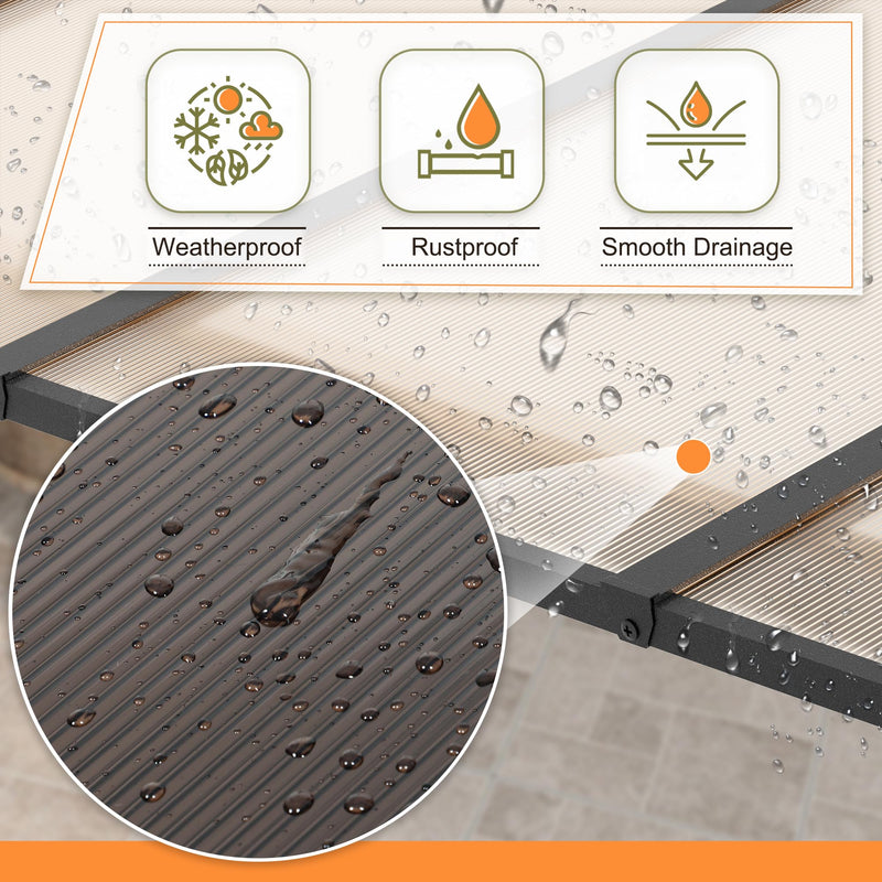 Crownland 10'x10' Outdoor Gazebo Hardtop, Wall-Mounted Lean-to Gazebo with Dewatering Hole, Large Outdoor Pergola Awning, Waterproof for Deck, Backyard, Garden, Porch