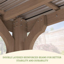 VEIKOU 10x20FT Outdoor Patio Gazebo with 5.5" Width Wood Posts, BBQ Backyard Shelter with Cedar Frame, Grill Gazebo with Sloping Steel Roof Design for Barbecue, Deck, Garden, Light Mocha Brown