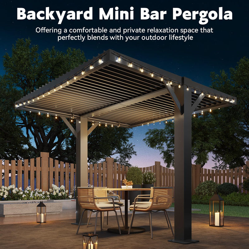 MELLCOM Louvered Pergola 10x10, Outdoor Shade Structure with 6" Aluminum Posts, Modern Aluminum Pergola with Adjustable Roof, Hardtop Gazebo Carport for Patio