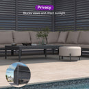 PURPLE LEAF Louvered Pergola 94AS 12' x 16' Outdoor Aluminum Pergola with Fixed Shutter Wall Adjustable Roof for Deck Backyard Grey Hardtop Gazebo, 1/4 Long Side and 1 Short Side