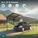 MFSTUDIO Carport 10x15 ft, Outdoor Heavy Duty Carports with Sidewalls, Metal Shed Canopy Shelters Garage Shelter Shade Car Ports with Galvanized Roof for Cars, Truck and Boats