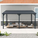COBANA 10' x 14' Large Gazebo, Hardtop Wall Mounted Lean to Gazebo Pergola with Metal Roof for Patio, Deck, Backyard