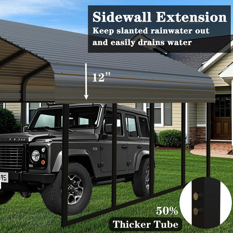 FILLOSLOV Heavy Duty 20x20ft Galvanized Steel Carport Shelter - Extra Large Canopy for Dual Vehicle, RV & Boat Storage｜All Weather Protection｜Simple Assembly