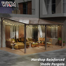 WKM 10x14 FT Wall Mounted Gazebo, Lean to Gazebo Hard Top, Decks, Porch and Backyard