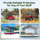 GRAVFORCE 12x20 FT Metal Carport, Heavy Duty Carports Canopy with Galvanized Steel Frame and Roof, Outdoor Garage Car Shed for Pickup, Boat, Cars and Tractors