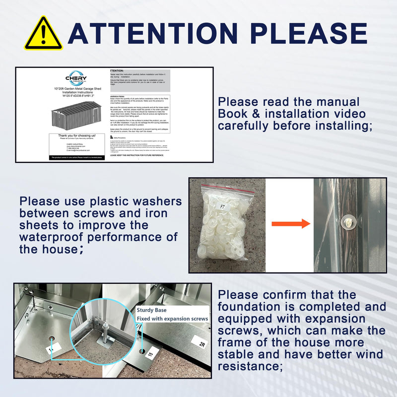 Dark Grey Outdoor Storage shed 20x10 feet, Outdoor carport, Metal Garden shed, Backyard Utility Room Building, with 2 Doors and 4 Ventilation Openings