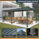 Domi Outdoor Louvered Pergola 10x20FT with Adjustable Steel Roof, Outdoor Aluminum Frame Rainproof Pergola for Backyard, Garden and Lawn,Dark Gray