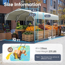 Quictent 10x15 ft Metal Roof Carport Kits Hard Top Garage Heavy Duty Steel Car Canopy, White