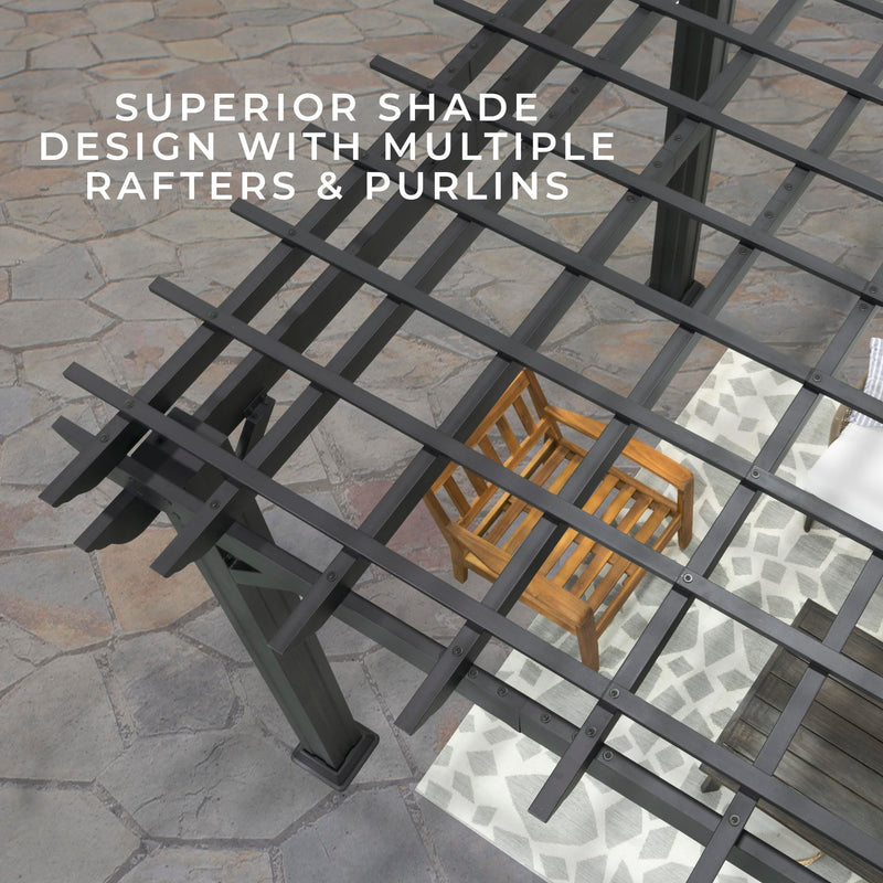 Backyard Discovery Stratford 12' x 10' Traditional Galvanized Steel Pergola Kit with Shade Sail Canopy, Powder-Coated Finish, All-Season Durability, High-Wind Rating for Outdoor Patio, Deck, Garden