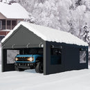 Walsunny Carport, 12x20 ft Heavy Duty Carport Canopy with Roll-up Windows, Portable Garage with Removable Sidewalls & Doors, Car Canopy with All-Season Tarp for Car, Truck, Boat