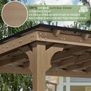 VEIKOU 10x20FT Outdoor Patio Gazebo with 5.5" Width Wood Posts, BBQ Backyard Shelter with Cedar Frame, Grill Gazebo with Sloping Steel Roof Design for Barbecue, Deck, Garden, Light Mocha Brown