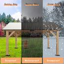 AMERLIFE 13x15 ft Spruce Wood Gazebo, Outdoor Gazebo with Bar Storage, Hardtop Wooden Paviloinwith Metal Steel Gable Roof, Patio, Garage, Black + Natural Wood