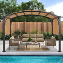 ABCCANOPY Outdoor Pergola 10'x12', Arched Patio Gazebo with Retractable Sun Shade, Beige