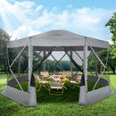 COBIZI Pop Up Gazebo Screen Tent Screen House for Camping, 15x15 Screen Room with Mosquito Netting, Hub Tent Instant Screened Canopy with Carrying Bag and Ground Stakes, Gray