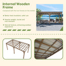 VEIKOU 10x20FT Outdoor Patio Gazebo with 5.5" Width Wood Posts, BBQ Backyard Shelter with Cedar Frame, Grill Gazebo with Sloping Steel Roof Design for Barbecue, Deck, Garden, Light Mocha Brown