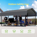 Real Relax 10X15 FT Metal Carport, Heavy Duty Carport Canopy with Galvanized Steel Roof, Outdoor Garage Car Shelter Shade for Car, Truck and Boats, Gray