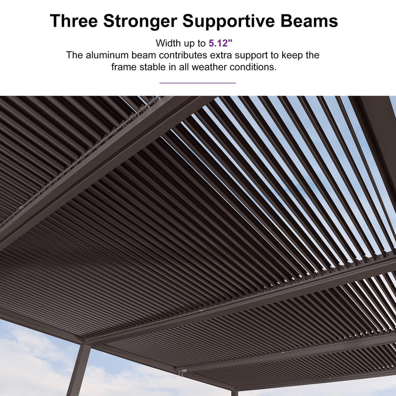 PURPLE LEAF Louvered Pergola 14' × 20' Outdoor Hardtop Gazebo Sun Shade with Adjustable Canopy Patio Aluminum Retractable Roof for Outside Deck Backyard Pavilion