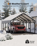 12 x 20 FT Metal Carport, Heavy Duty Carports Reinforced Frame and Steel Roof, All-Weather Shelter Canopy for Pickups, Boats, Cars, and Tractors