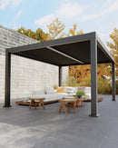 Garveelife All-Aluminum Louvered Pergola 12' x 16', Outdoor Pergola with Adjustable Louvered Roof, Reinforced Aluminum Frame, Integrated Drainage System, Hardtop Gazebo for Patio, Deck, Gray